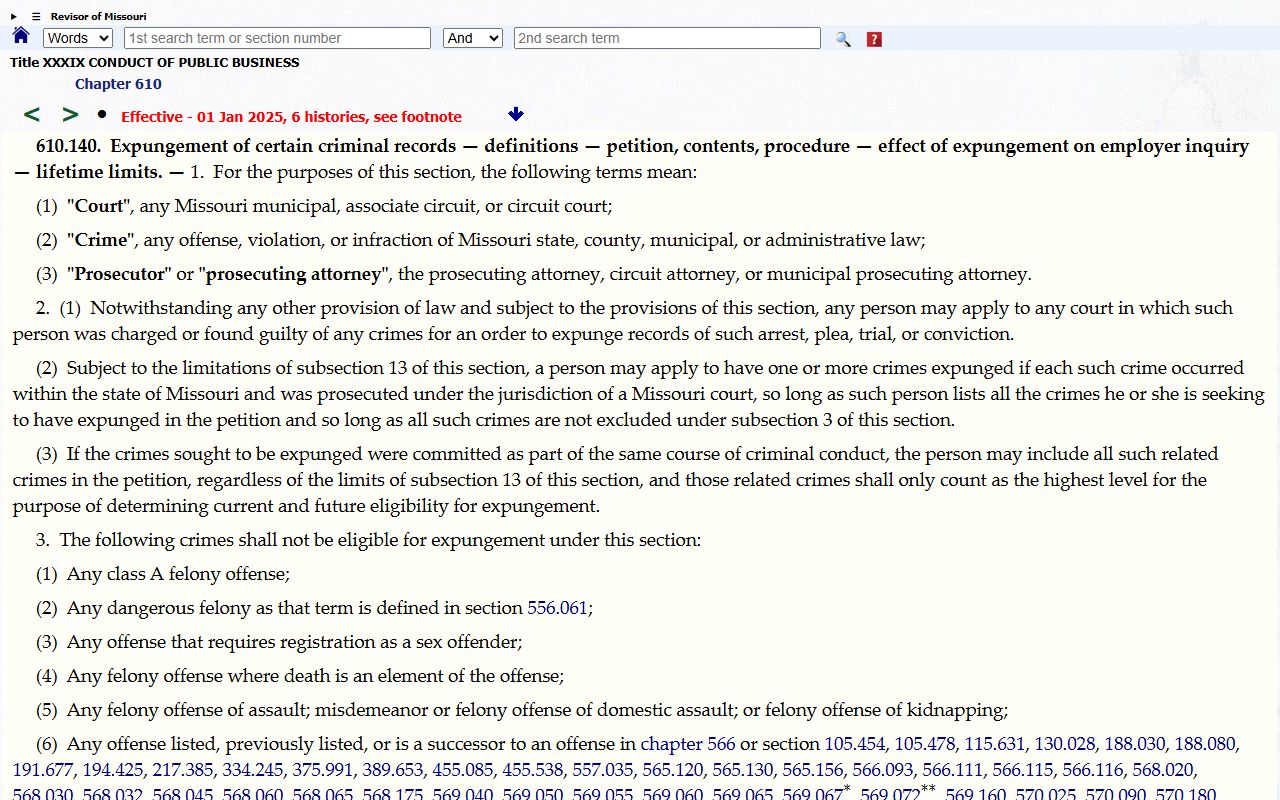 Wright County criminal court records Missouri expungement statute