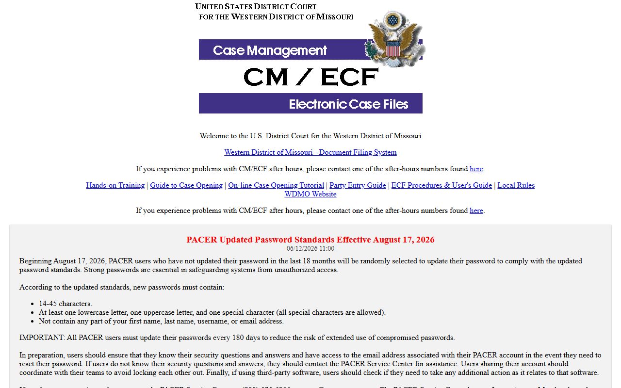 Wright County federal district court records Western District CM ECF page
