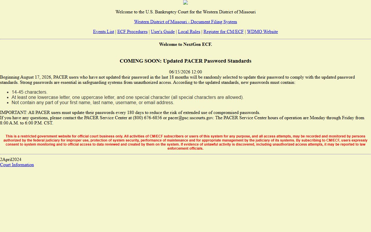 Wright County bankruptcy court records Western District CM ECF page