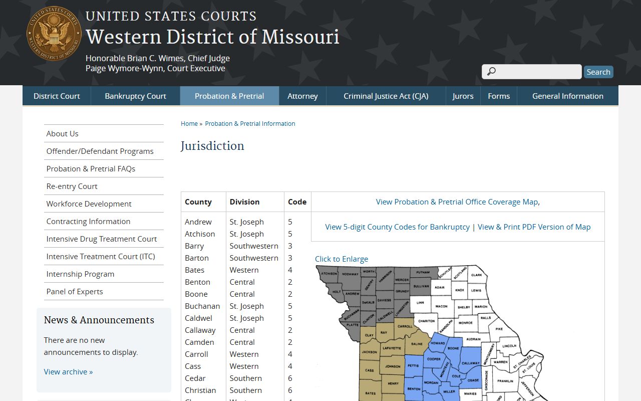 Wright County federal court records Western District jurisdiction page